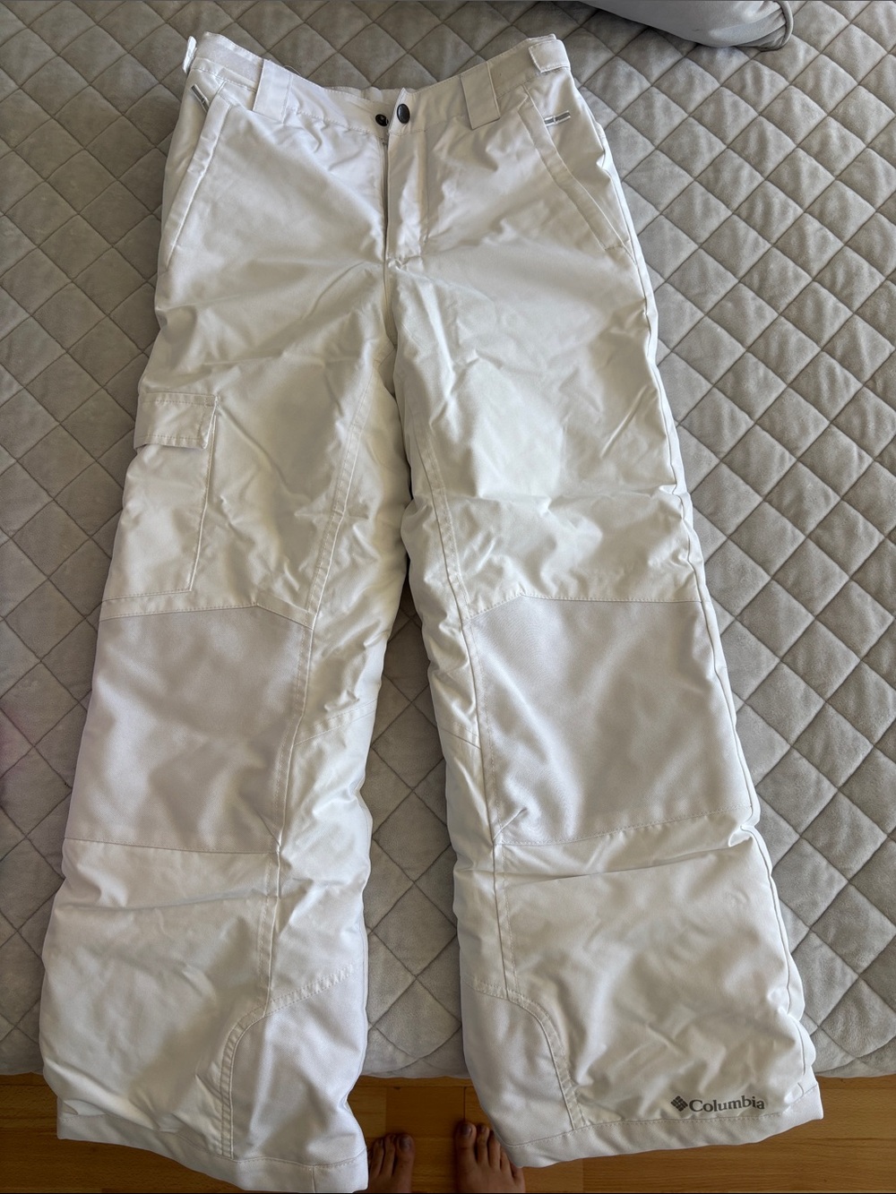 Columbia White Kids Cargo Snow Pants